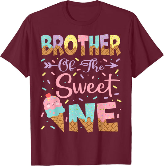 Brother Of The Sweet One Ice Cream 1St Birthday Girl T-Shirt - T-Shirt | Maroon