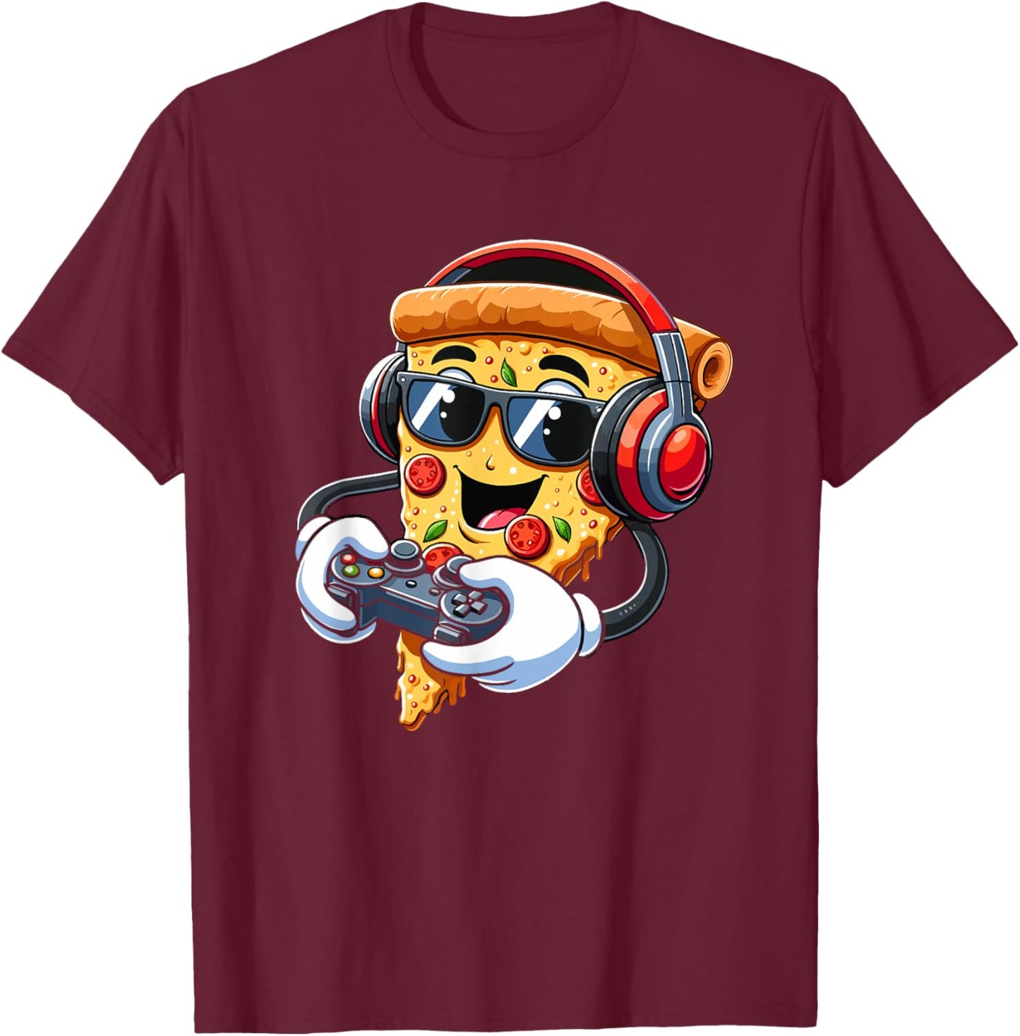 Gamer Pizza Video Gaming Boy Enthusiast Gamer Teen T-Shirt - T-Shirt | Maroon