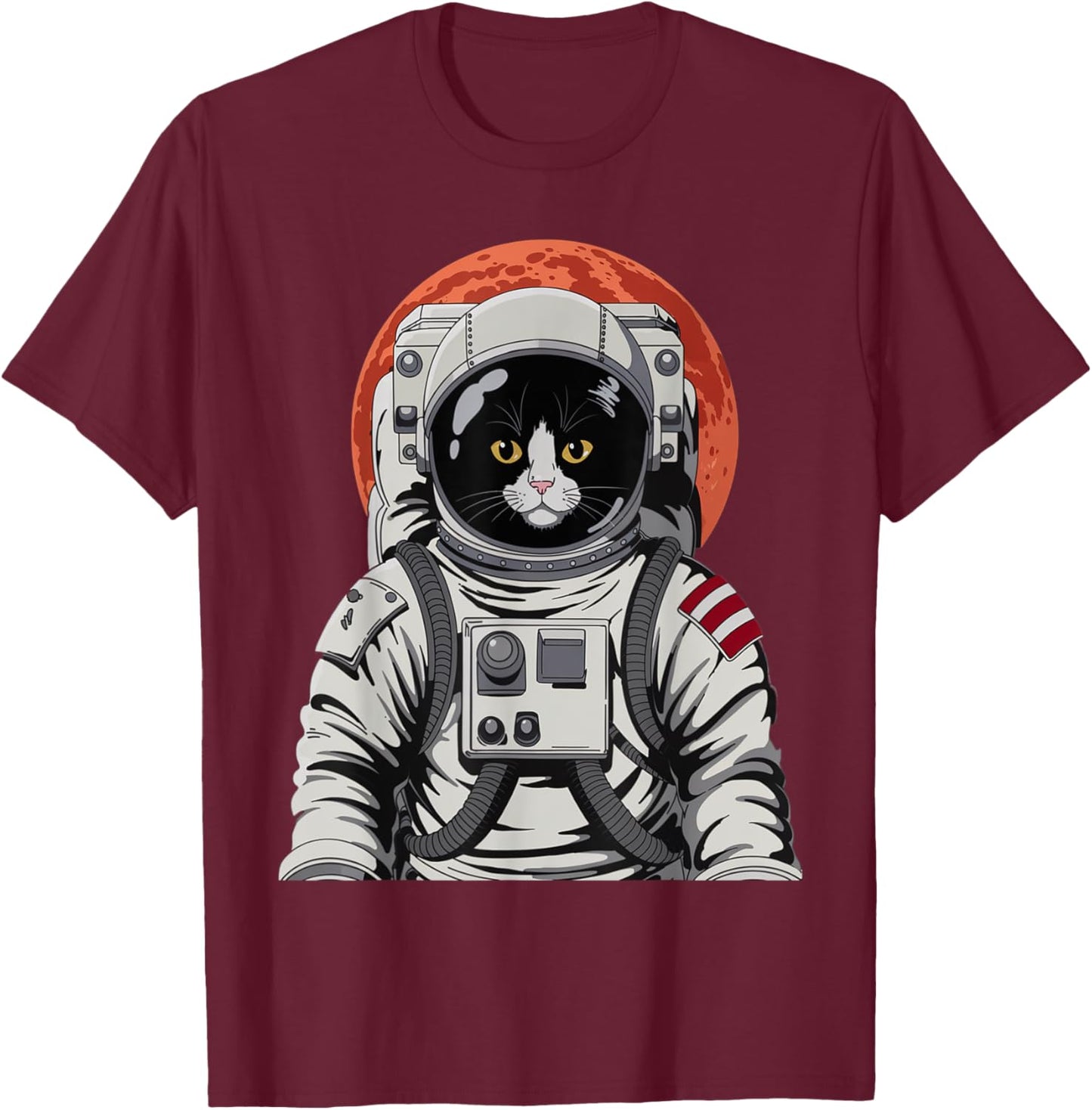 Space Cat Astronaut Cat Helmet Graphic Cat Space Women Kids T-Shirt - T-Shirt | Maroon