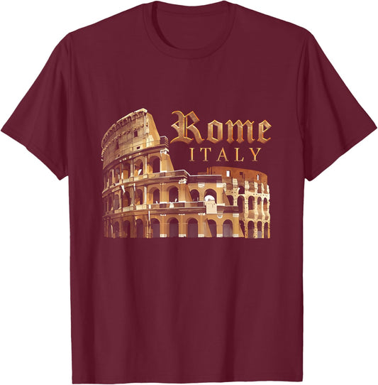 Retro Vintage Roma Italia Colosseum Souvenirs Rome Italy T-Shirt - T-Shirt | Maroon