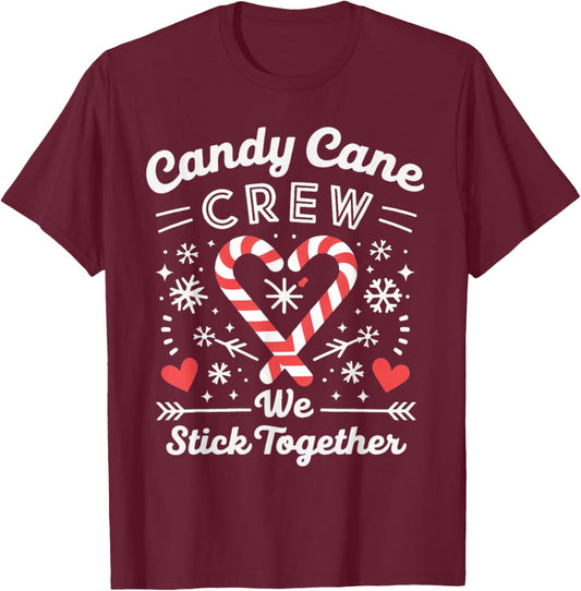 Christmas Candy Cane Heart Holiday Family Matching Pajama T-Shirt - T-Shirt | Maroon
