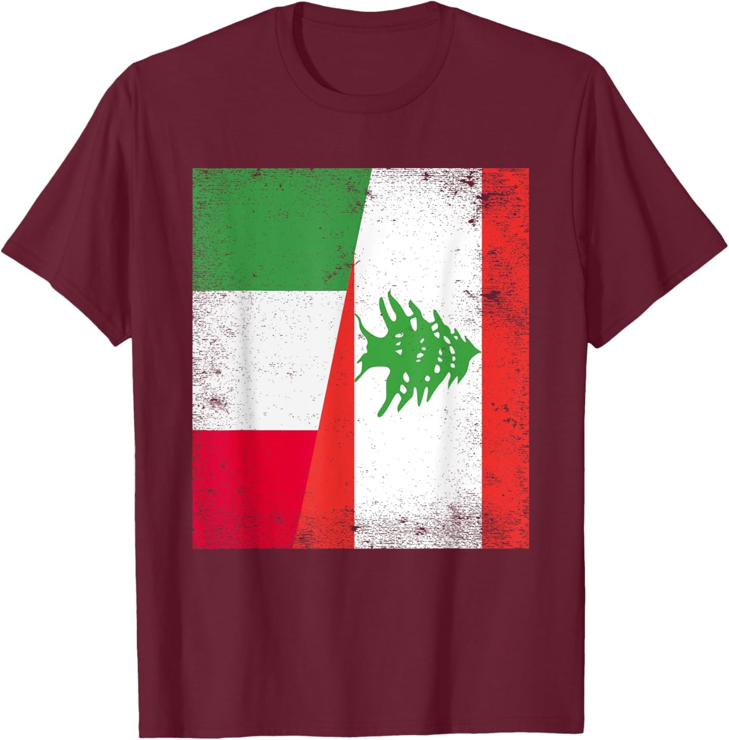Italy Lebanon Flag Italian Lebanese Roots T-Shirt - T-Shirt | Maroon