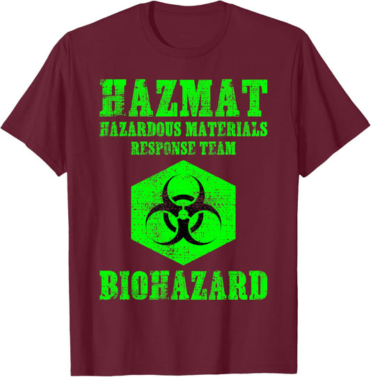 Hazardous Material Hazmat Response Team Grunge Biohazard T-Shirt - T-Shirt | Maroon