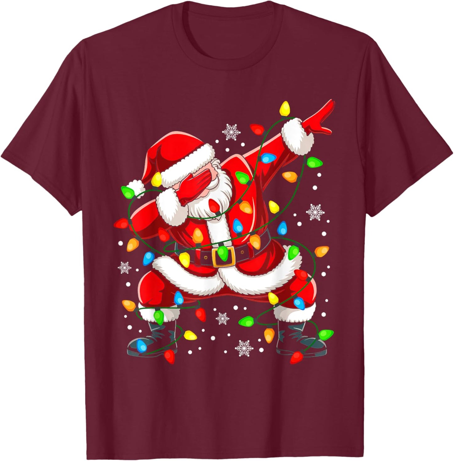 Boys Santa Shirt For Kids Toddler Funny Christmas Lights T-Shirt - T-Shirt | Maroon