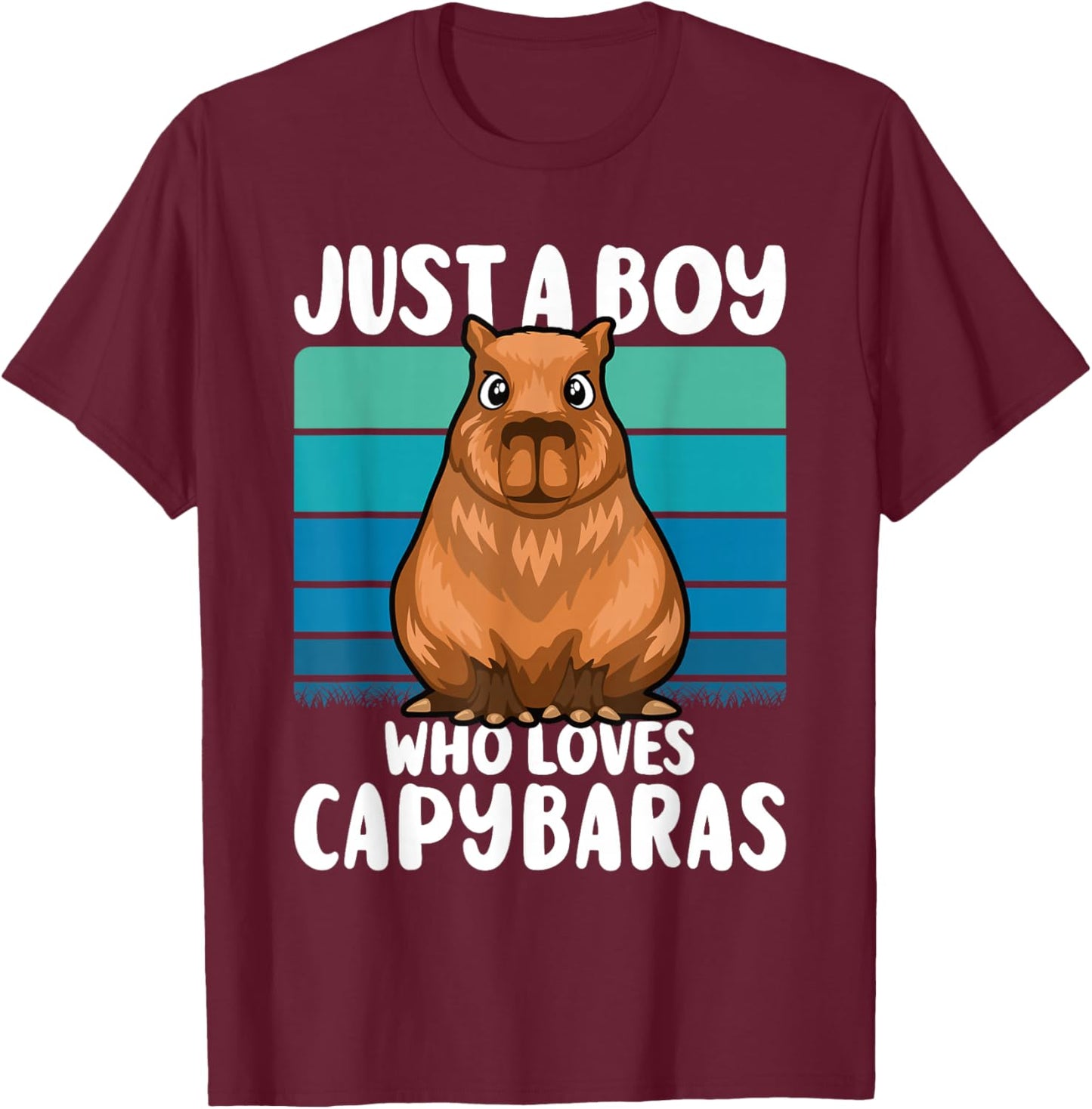 Just A Boy Who Loves Capybaras Funny Capybara Boys Kids T-Shirt - T-Shirt | Maroon