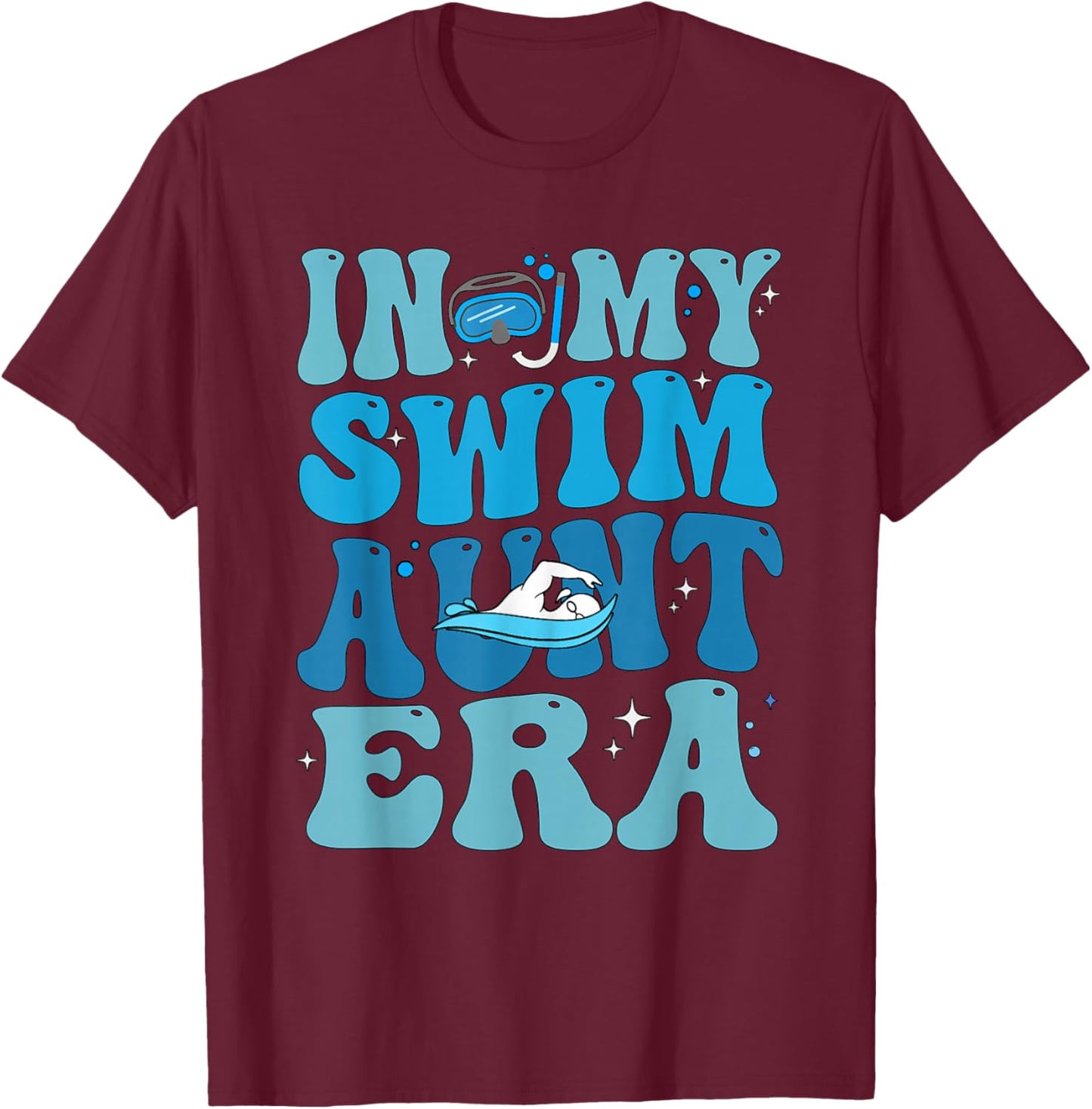 Groovy In My Swim Aunt Era Swim Aunt Funny Retro T-Shirt - T-Shirt | Maroon