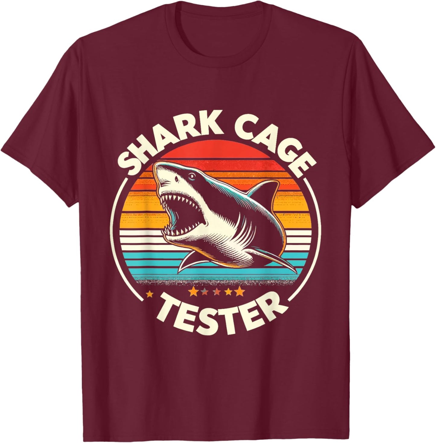 Retro Shark Cage Tester Recovery Funny Leg Arm Amputee T-Shirt - T-Shirt | Maroon