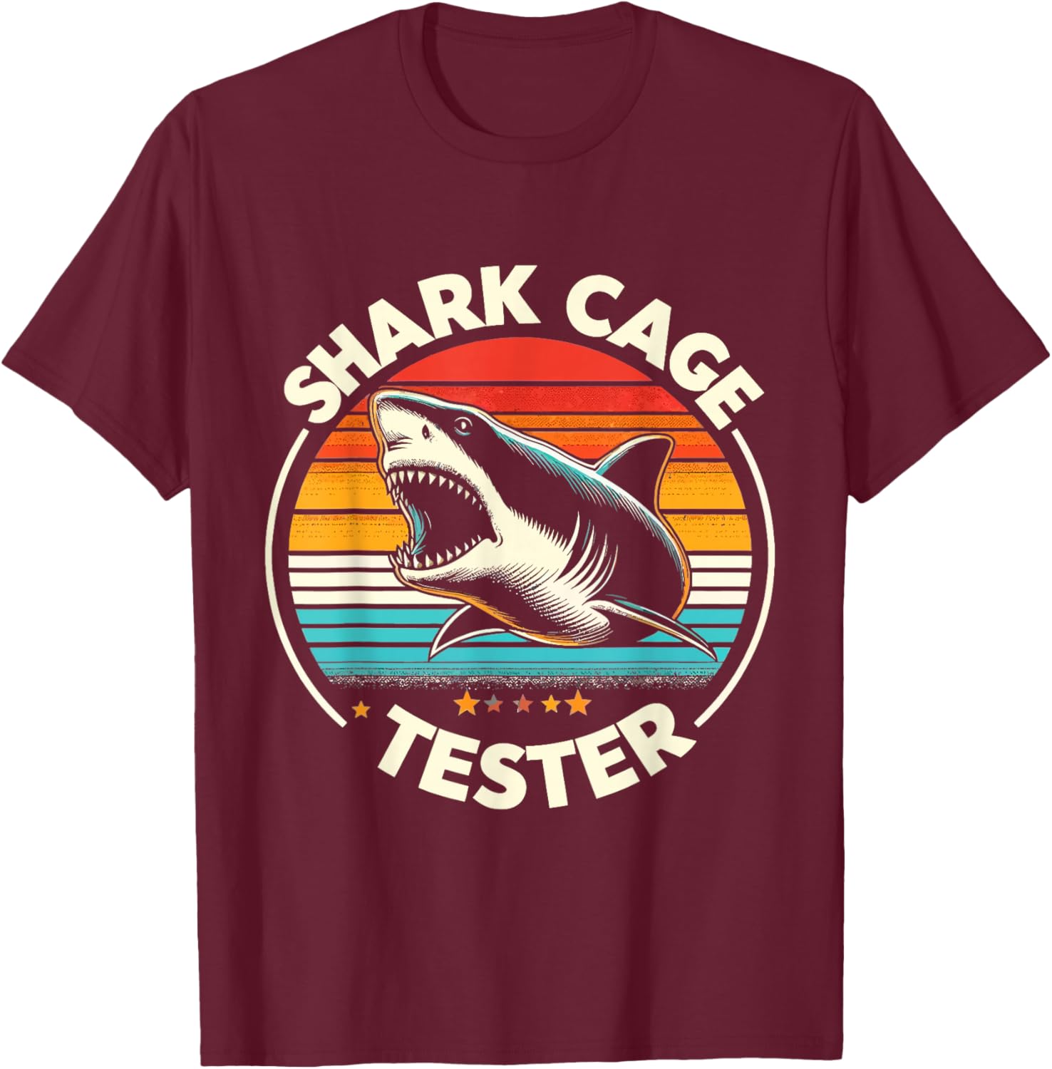 Retro Shark Cage Tester Recovery Funny Leg Arm Amputee T-Shirt - T-Shirt | Maroon