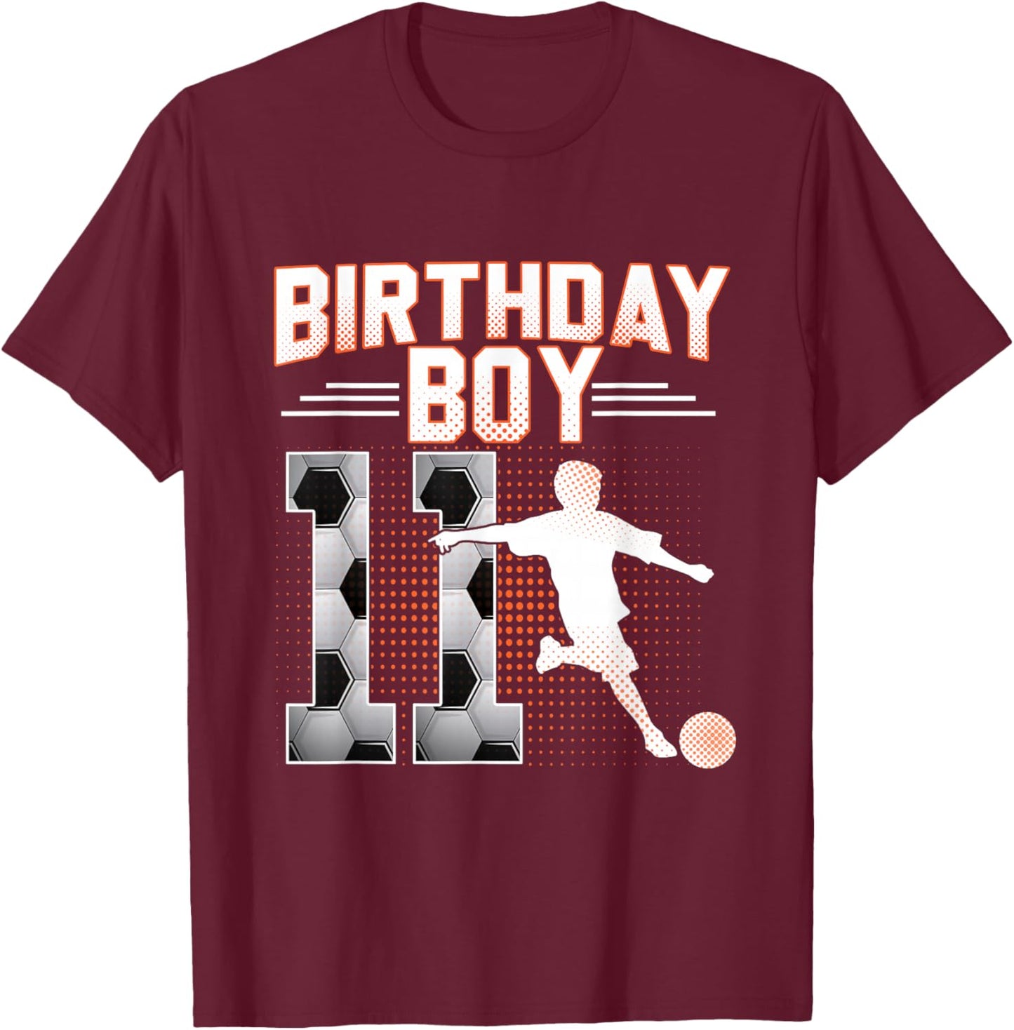Soccer Birthday Boy 11th Birthday 11 Years Old Sport Kids T-Shirt - T-Shirt | Maroon