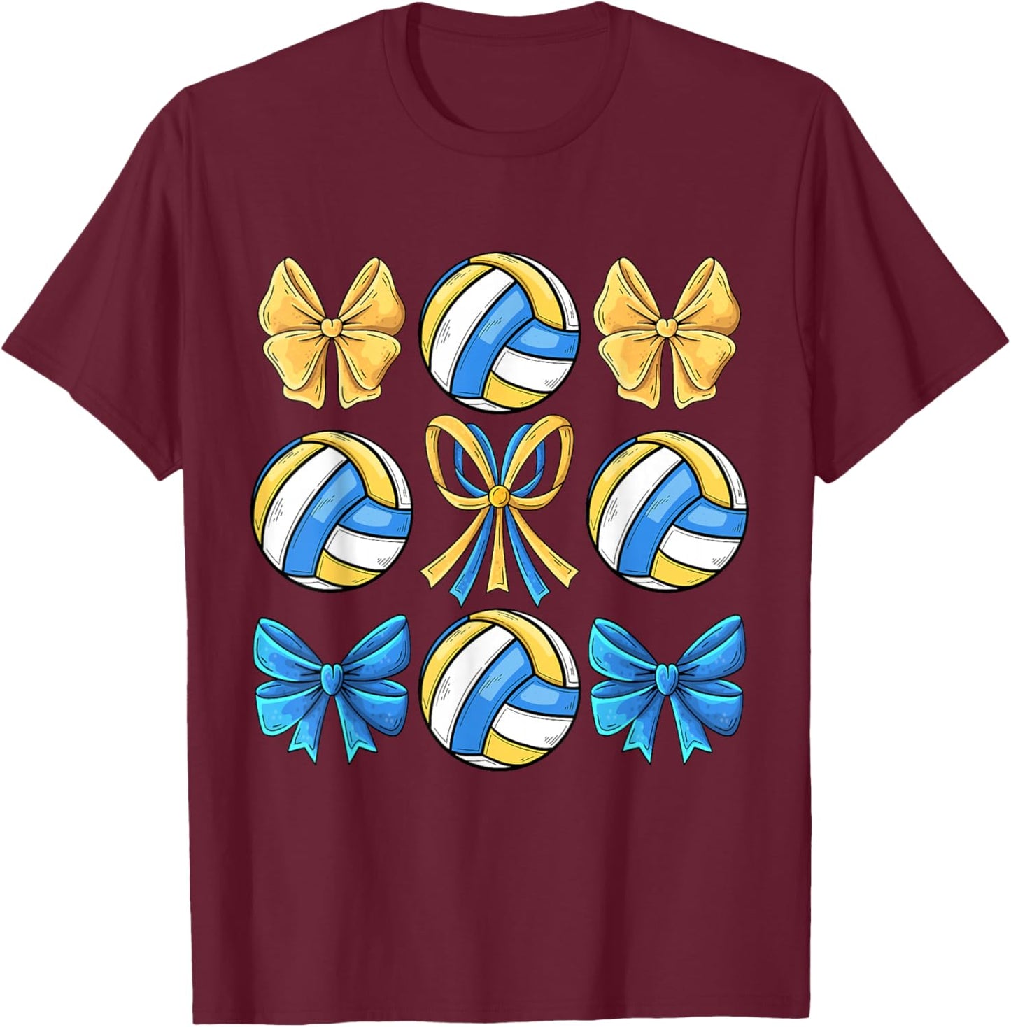 Volleyball Girls Toddler Kids Coquette Bow Volleyball Lover T-Shirt - T-Shirt | Maroon