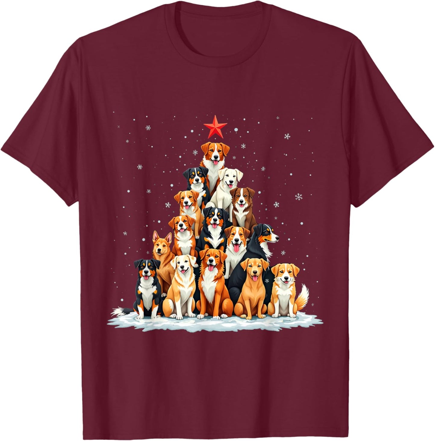 Dog Christmas Tree Dog Xmas Tree Women Men Boys Girls Kids T-Shirt - T-Shirt | Maroon
