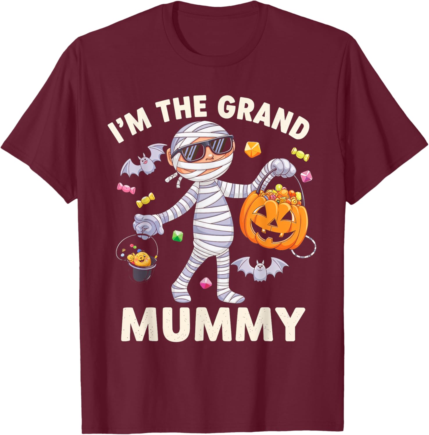 I'm The Grand Mummy Halloween Costume Mummy Candy T-Shirt - T-Shirt | Maroon