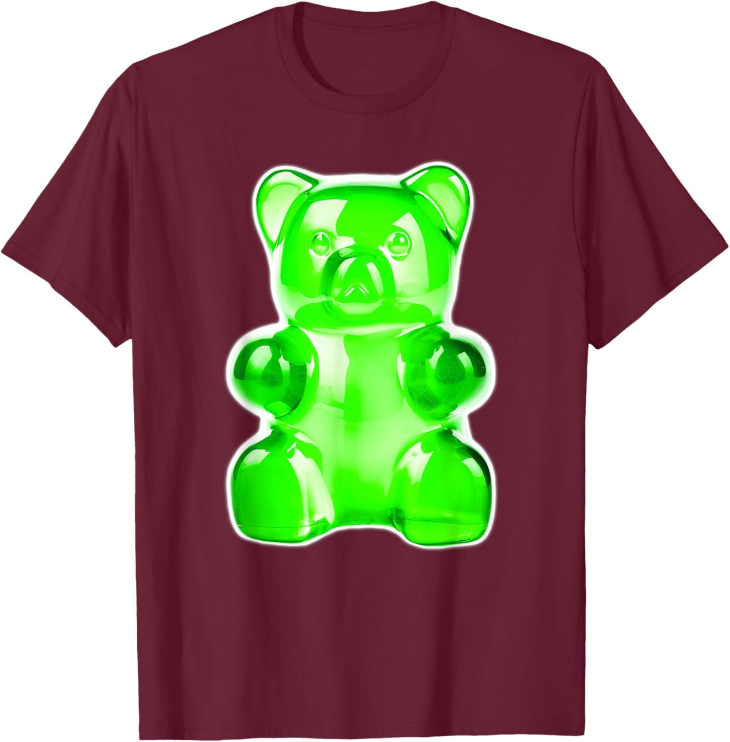 Green Gummy Bear Candy T-Shirt - T-Shirt | Maroon
