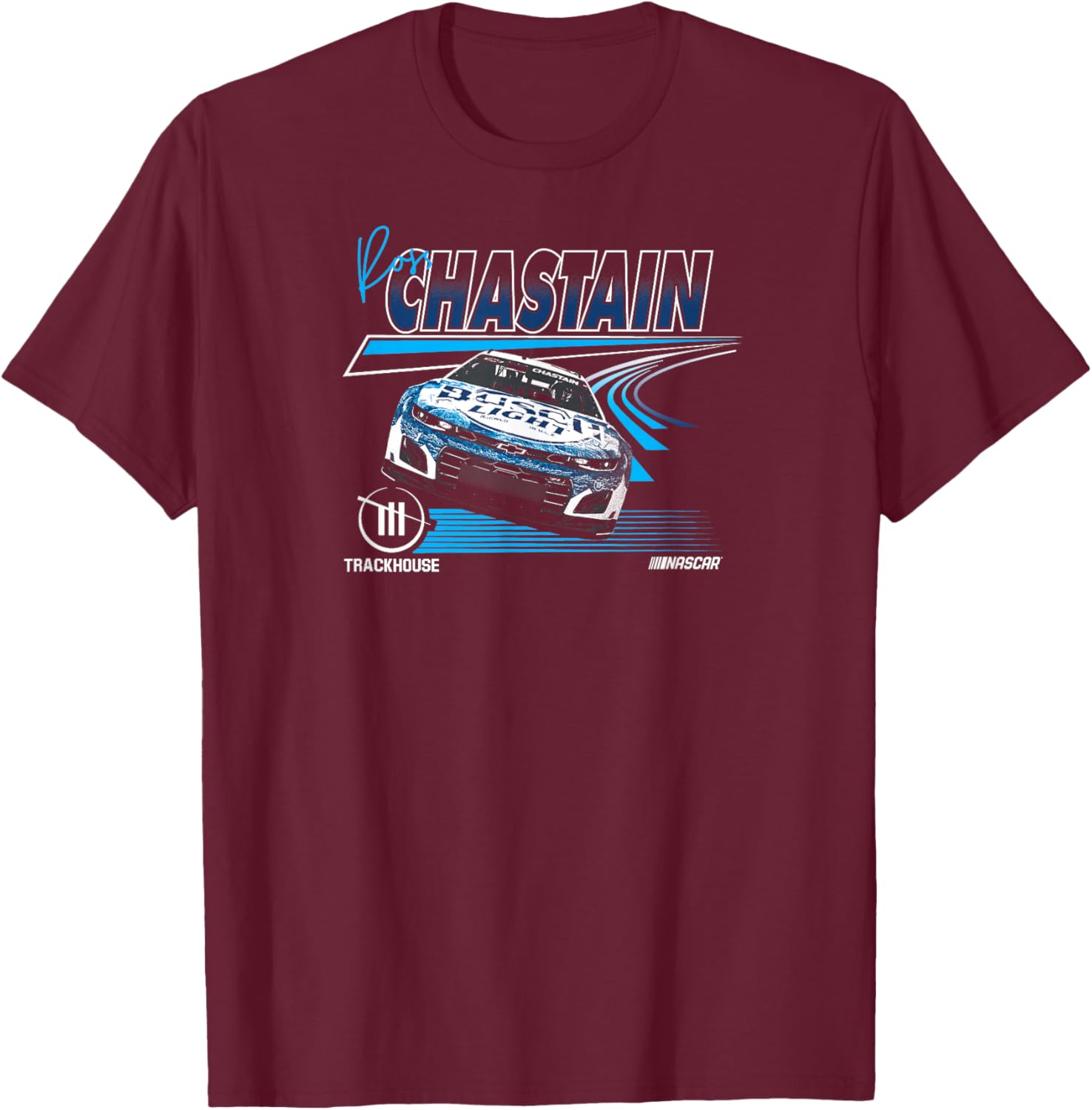 NASCAR - Ross Chastain Trackhouse Race Lines Black T-Shirt - T-Shirt | Maroon