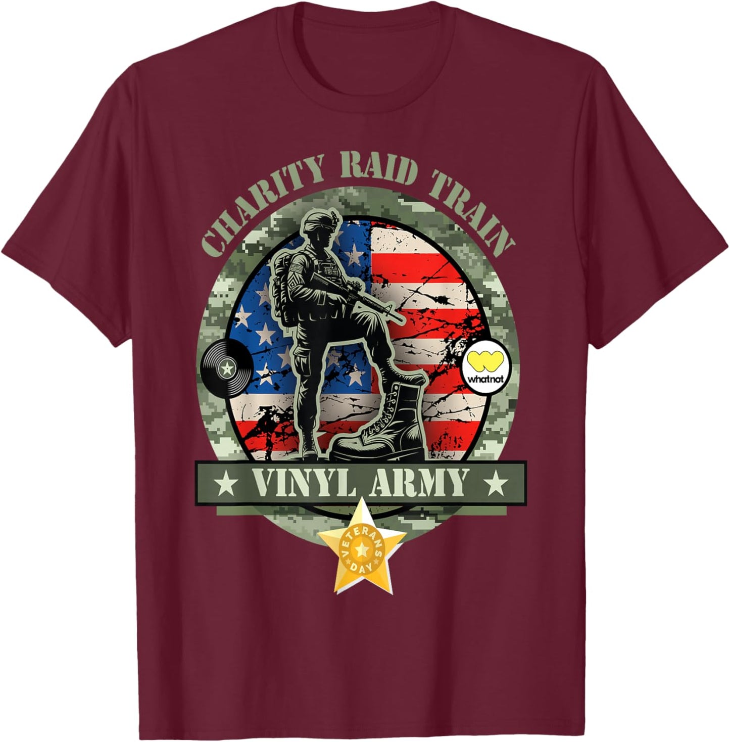 Whatnot Army Vinyl Raid Train – Trendy T-Shirt - T-Shirt | Maroon
