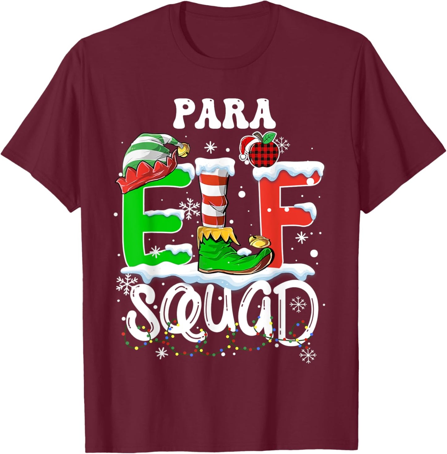 Para ELF Squad Funny Christmas ELF Kids Teacher Group T-Shirt - T-Shirt | Maroon
