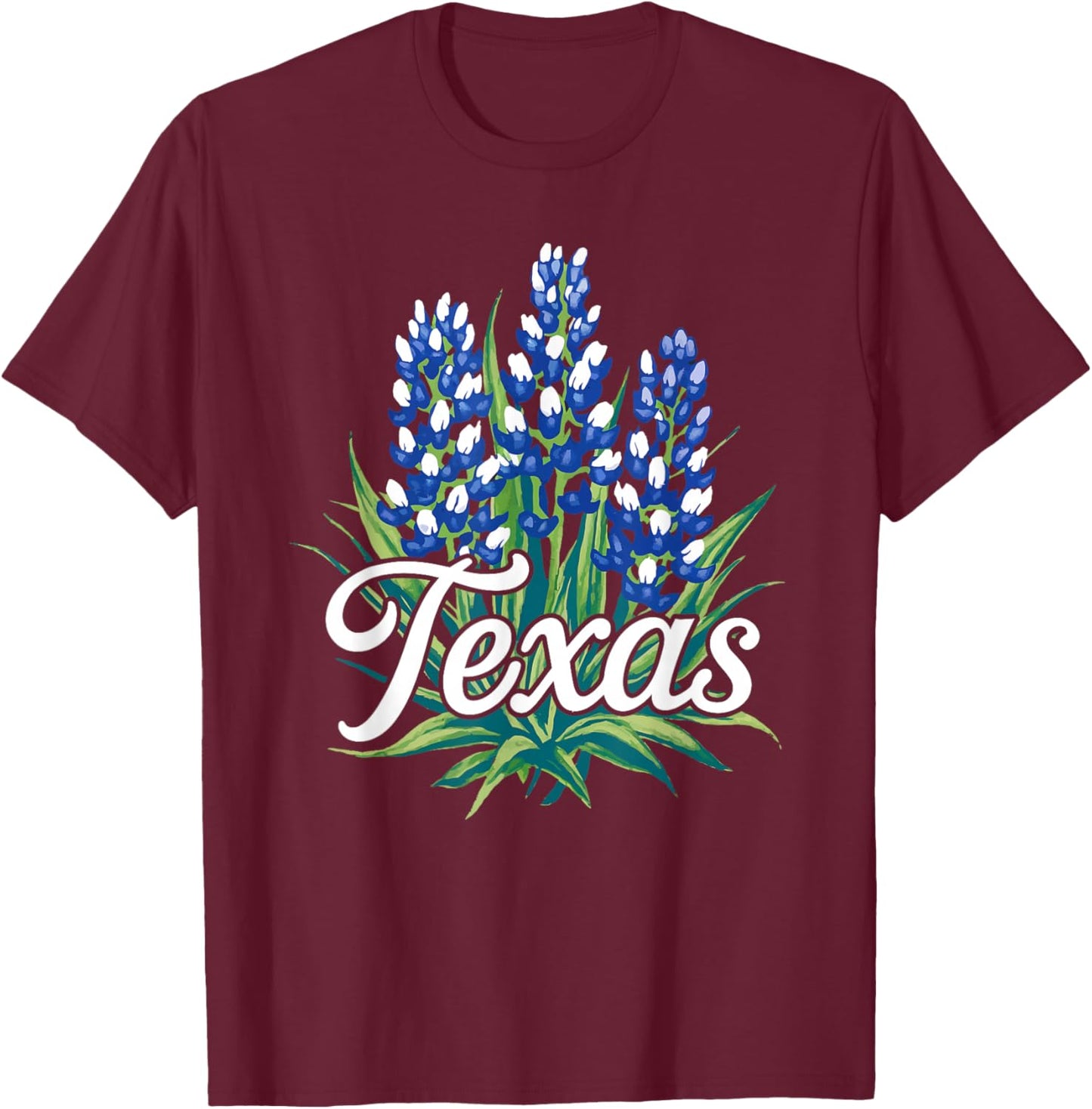 Texas Bluebonnet Floral Graphic T-Shirt - T-Shirt | Maroon