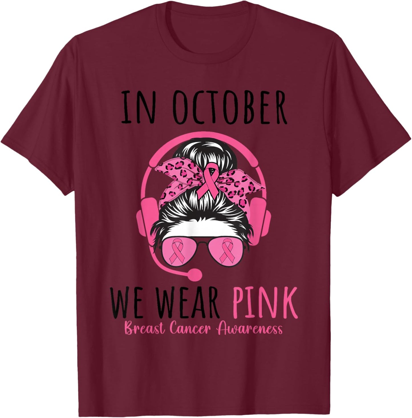 Dispatcher Breast Cancer Awareness Pink Ribbon Women T-Shirt - T-Shirt | Maroon