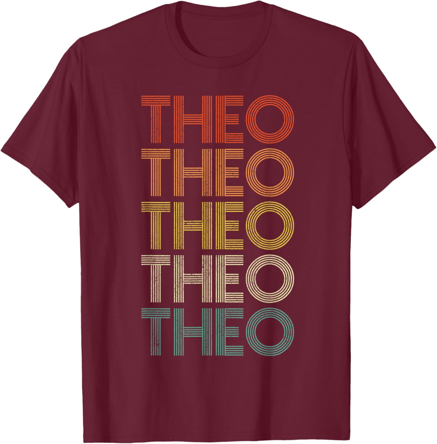 Theo Vintage Retro T-Shirt - T-Shirt | Maroon
