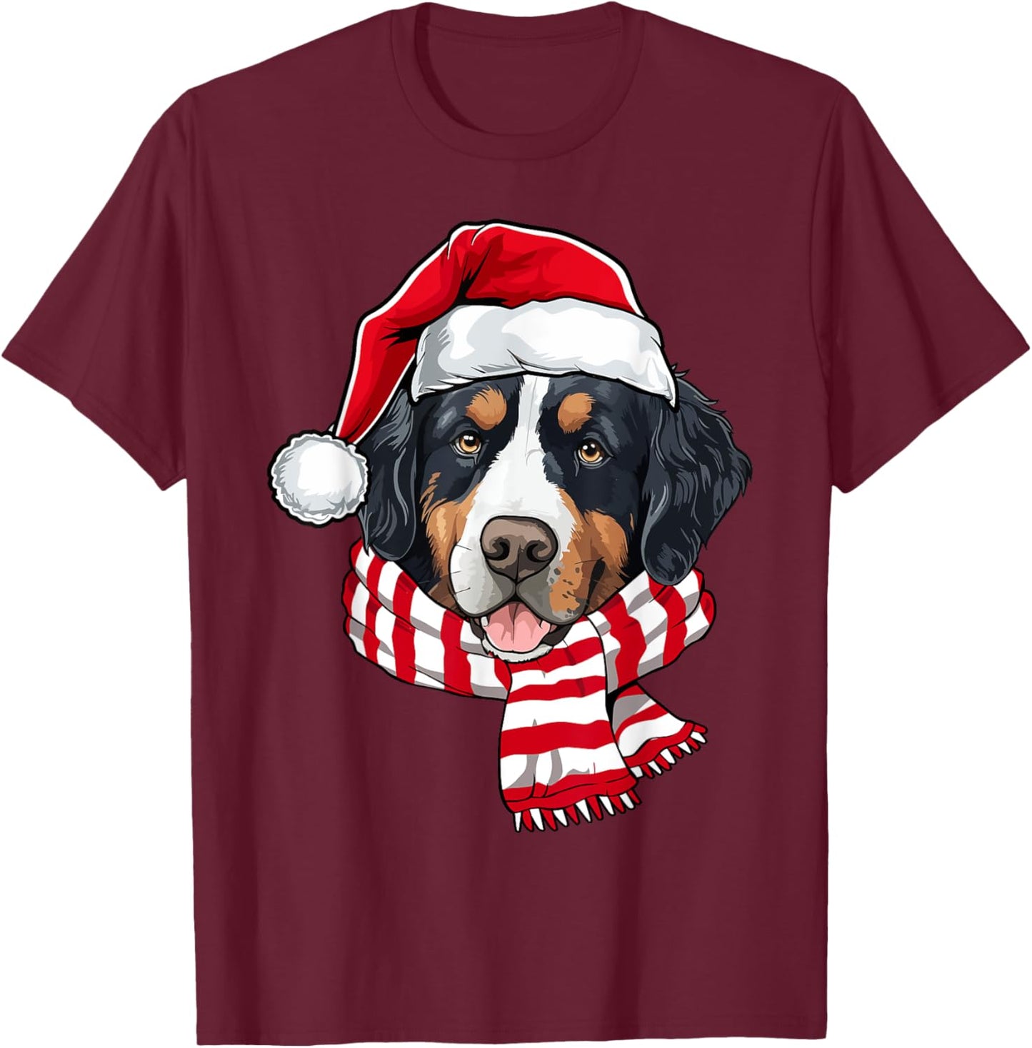 Santa Bernese Mountain Christmas Dog Lover Men Women Kids T-Shirt - T-Shirt | Maroon