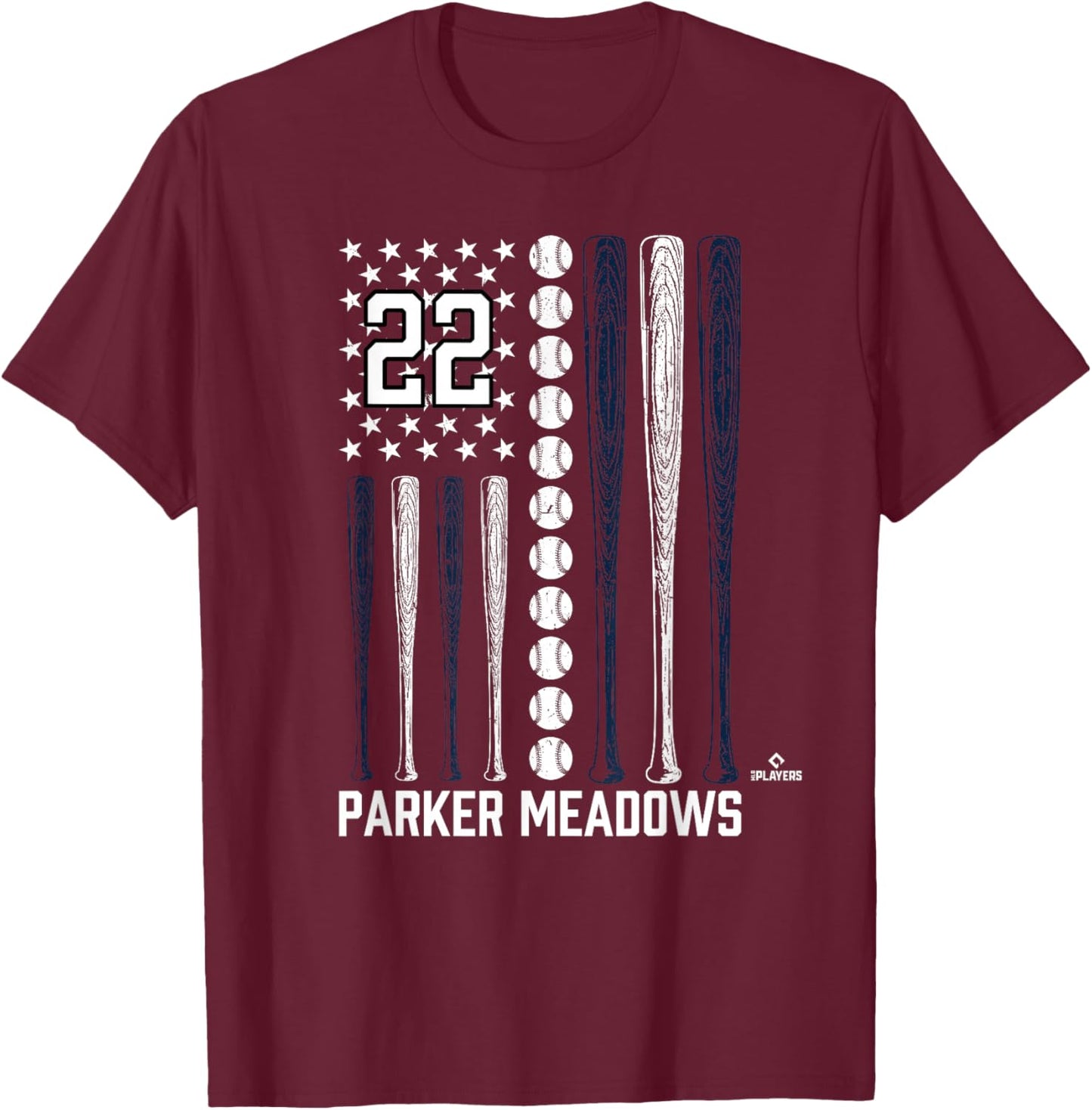 Baseball American Flag Parker Meadows Detroit Baseball MLBPA T-Shirt - T-Shirt | Maroon