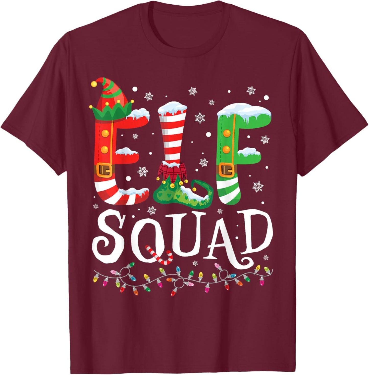 Elf Squad Funny Christmas Family Pajamas T-Shirt - T-Shirt | Maroon