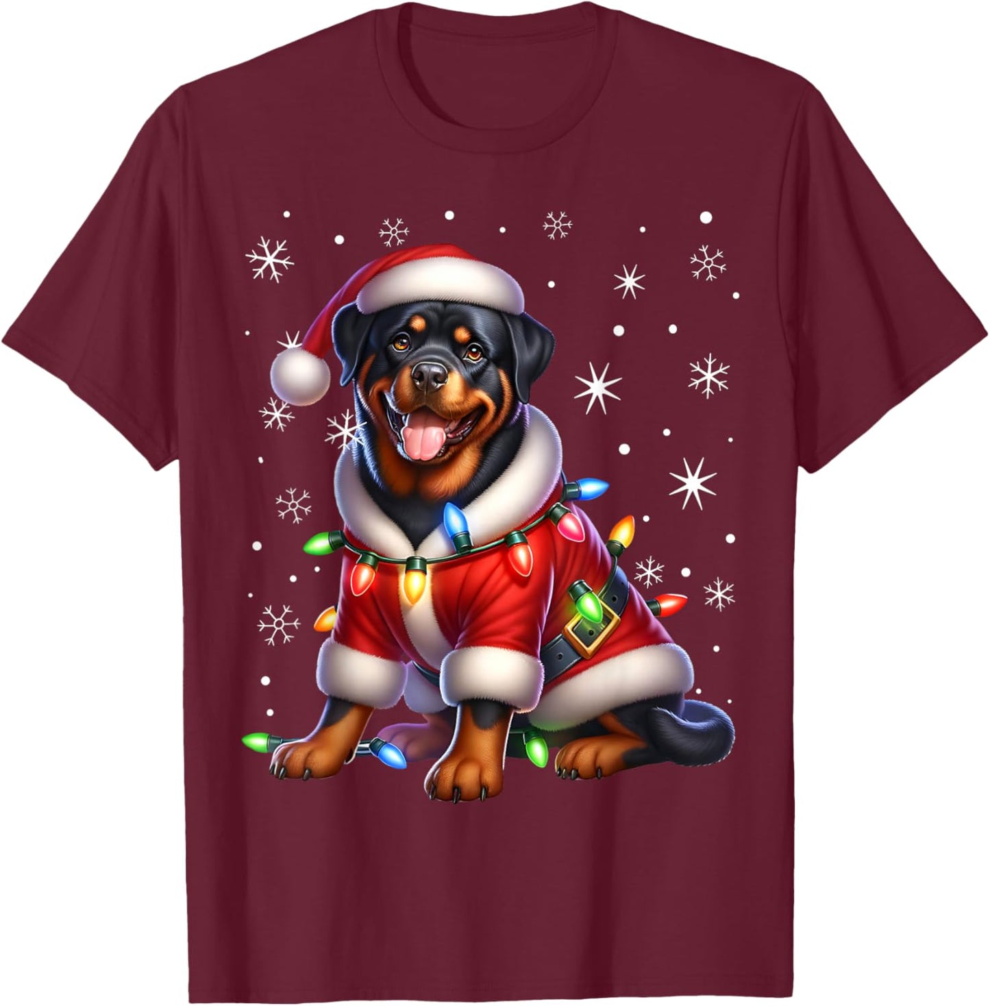 Rottweiler Santa Claus Rottweiler Costume Rottweiler Xmas T-Shirt - T-Shirt | Maroon