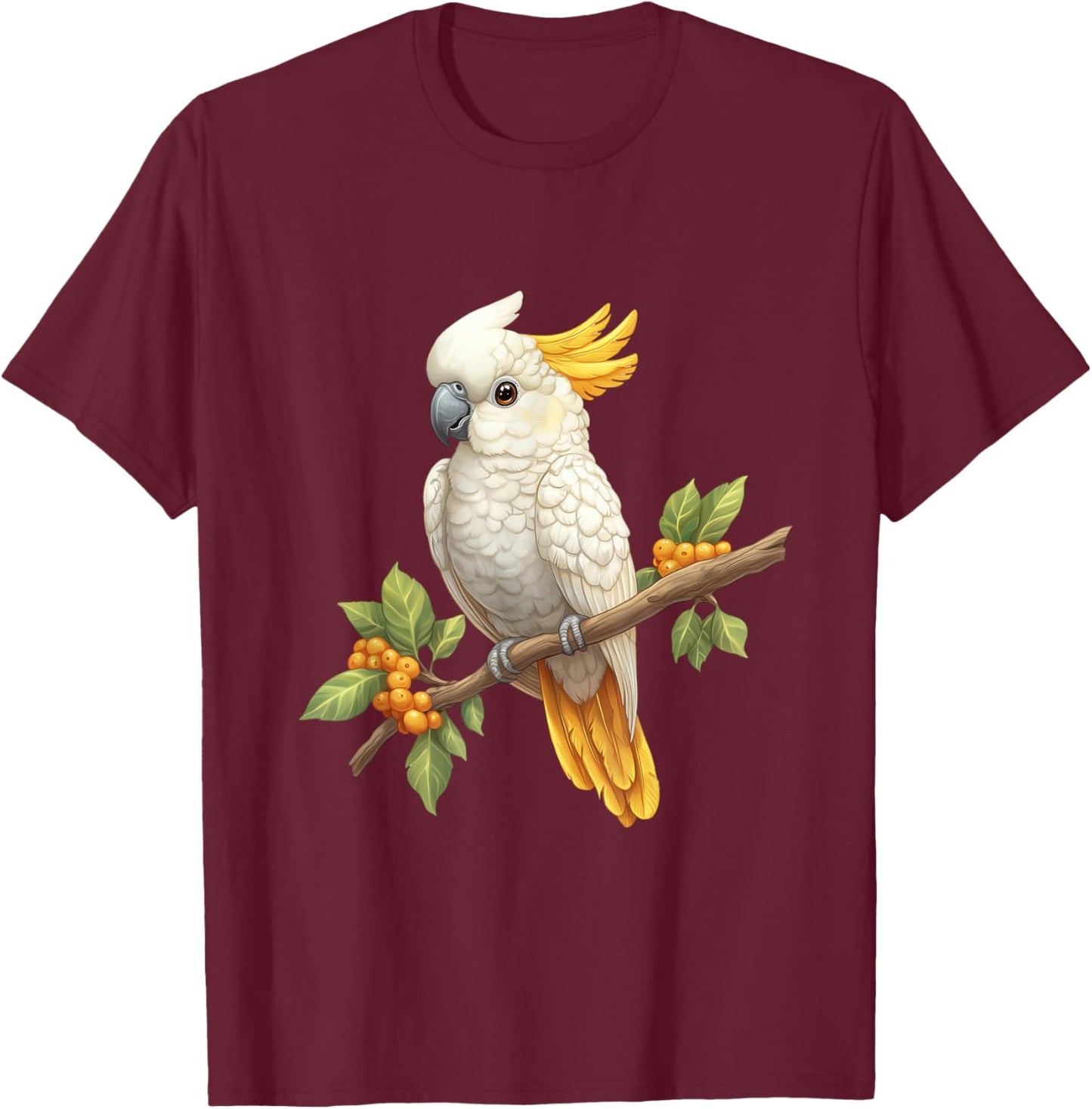 Sulphur-Crested Cockatoo T-Shirt - T-Shirt | Maroon