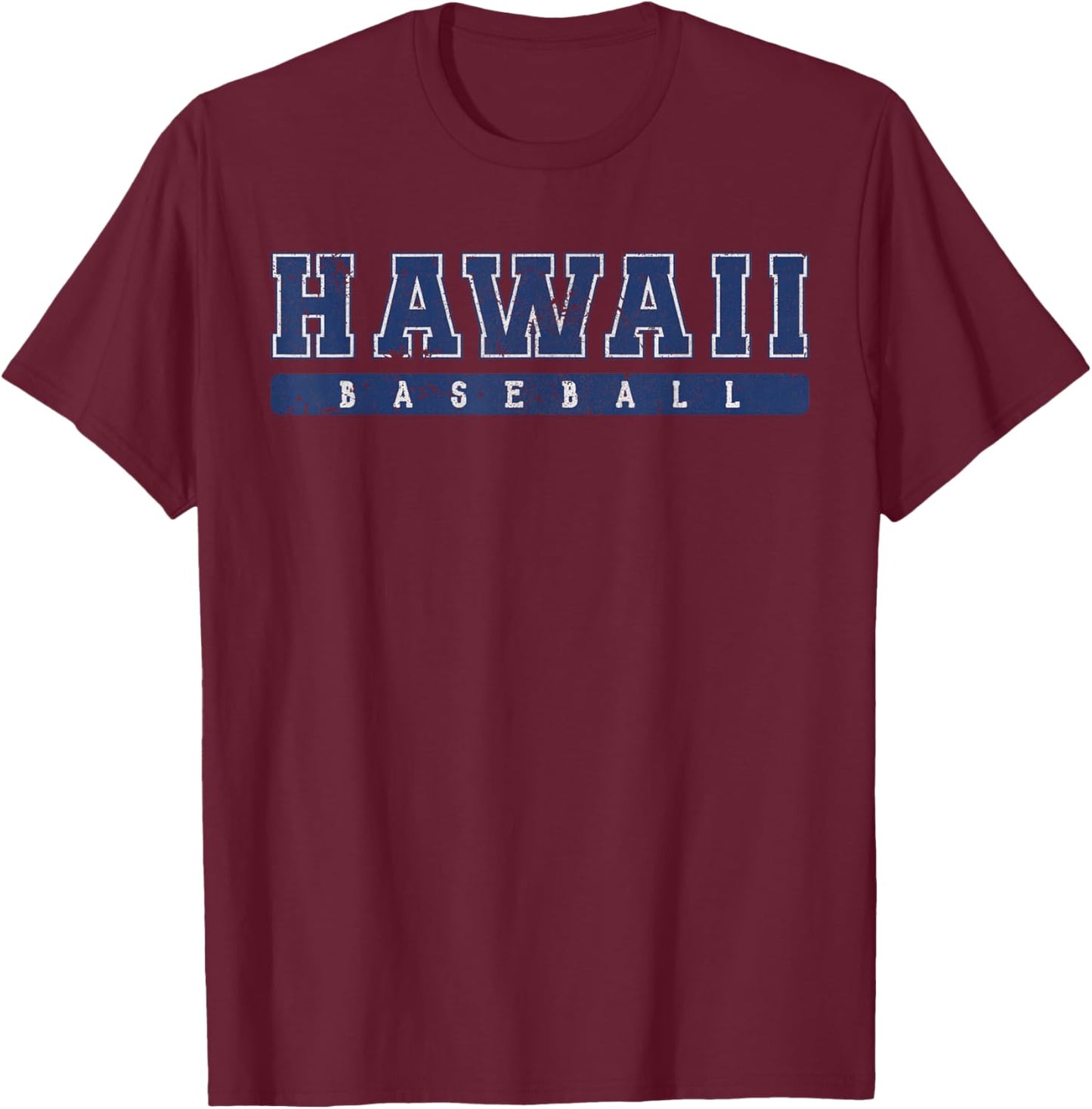 Hawaii Baseball Blue Vintage Text T-Shirt - T-Shirt | Maroon