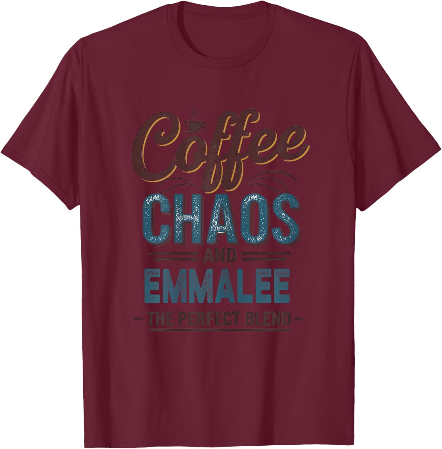 EMMALEE Personalized Cute Coffee Girls EMMALEE Name T-Shirt - T-Shirt | Maroon
