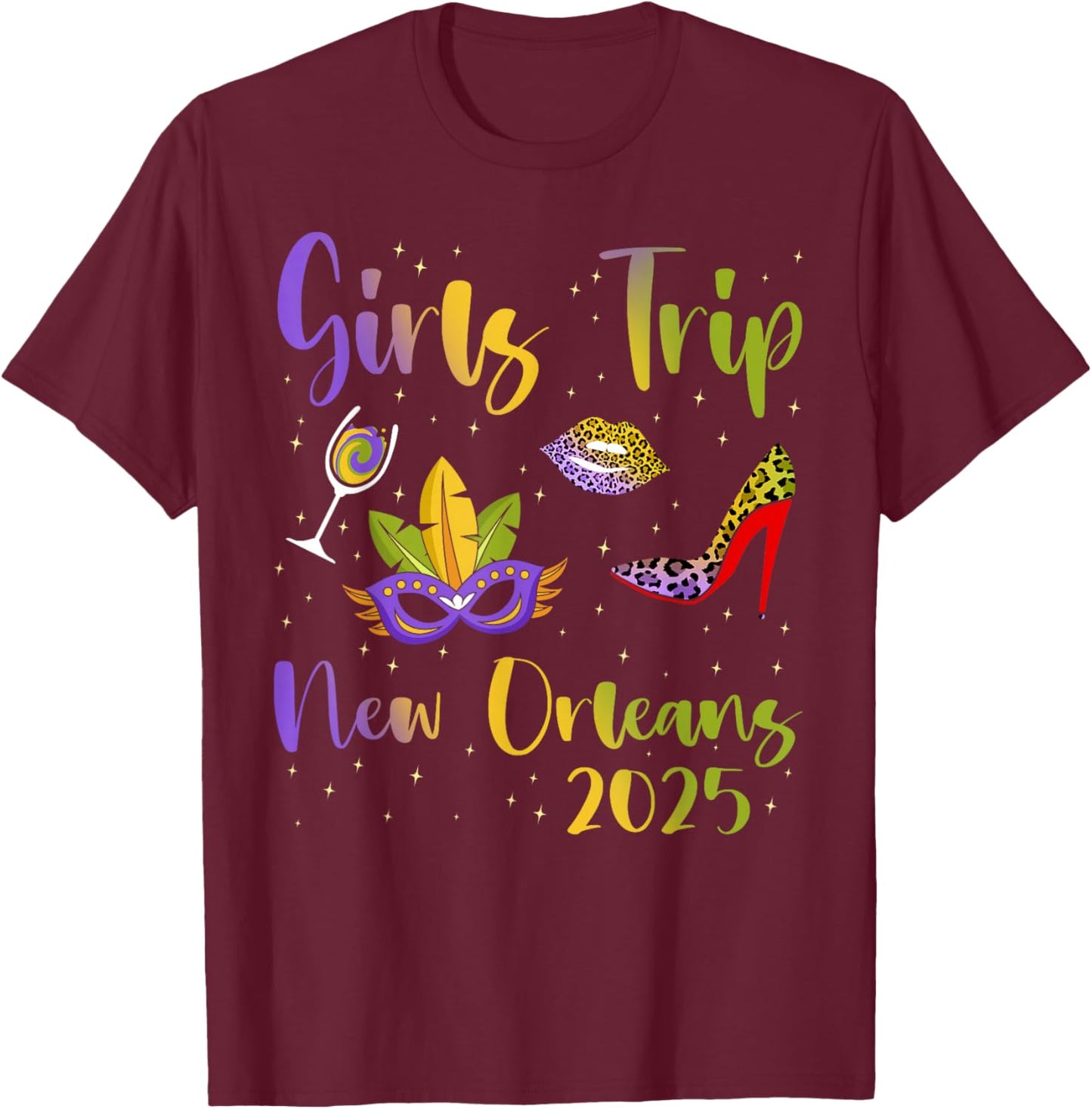 New Orleans Girls Trip 2025 Bachelor Besties Party Matching T-Shirt - T-Shirt | Maroon