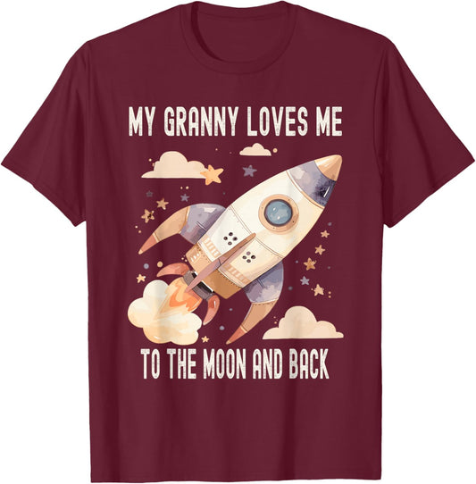 My Granny Loves Me To The Moon And Back T-Shirt - T-Shirt | Maroon