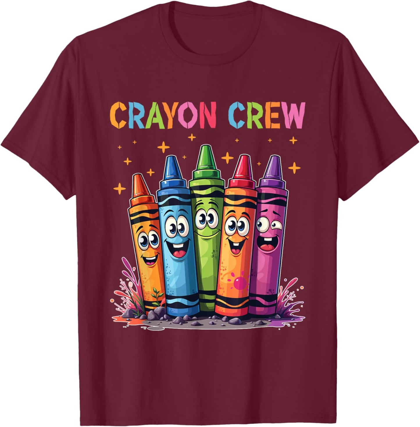 Coloring Art Drawing Color Funny Crayon Crew T-Shirt - T-Shirt | Maroon