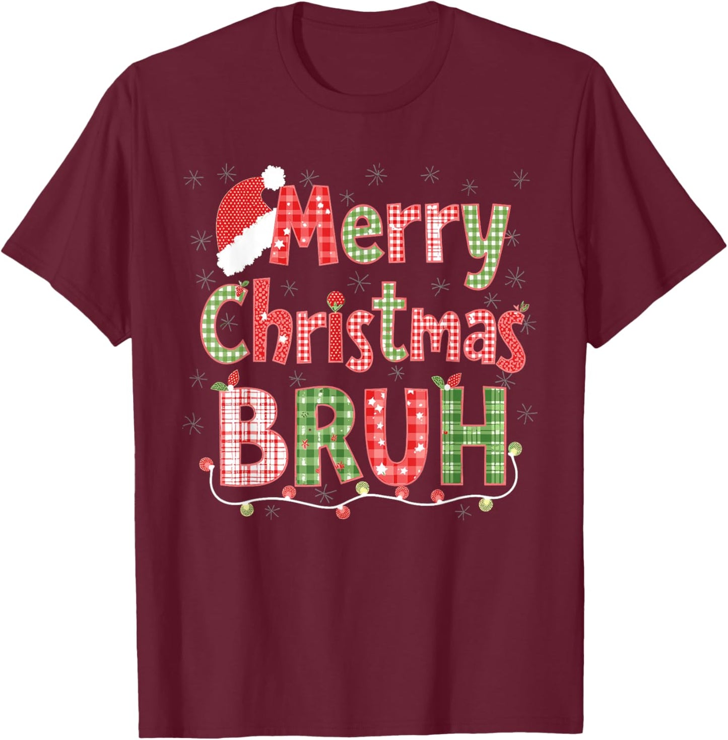 Merry Christmas Bruh Fun Festive Internet Humor Buffalo T-Shirt - T-Shirt | Maroon
