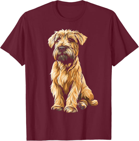 Soft Coated Wheaten Terrier Dog Motif Pet Artwork T-Shirt - T-Shirt | Maroon