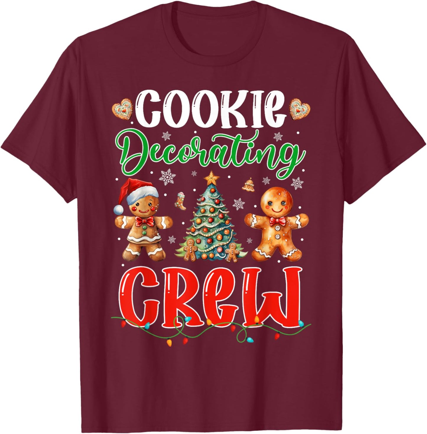 Cookie Decorating Crew Gingerbread Funny Christmas Baker T-Shirt - T-Shirt | Maroon
