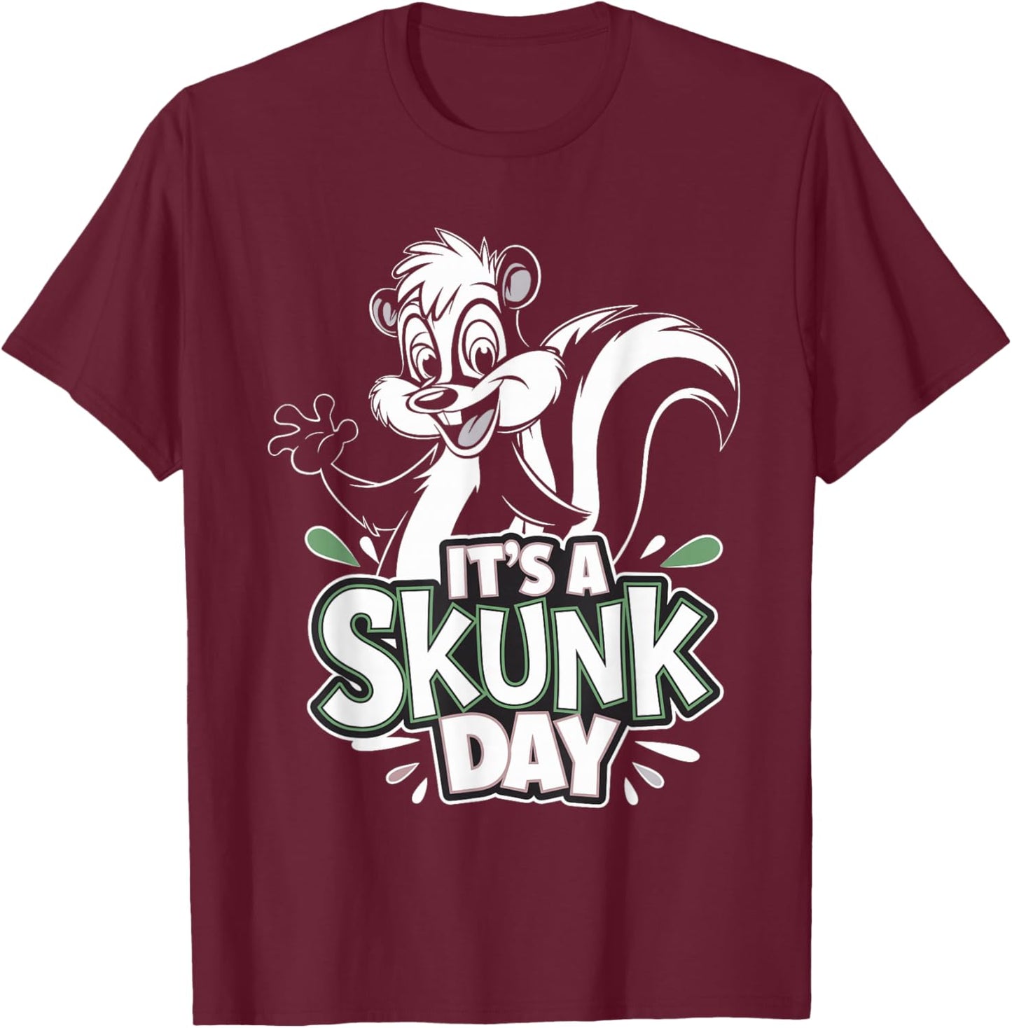 Skunk Day Funny Cartoon Animal Humor Theme Nature Lover T-Shirt - T-Shirt | Maroon