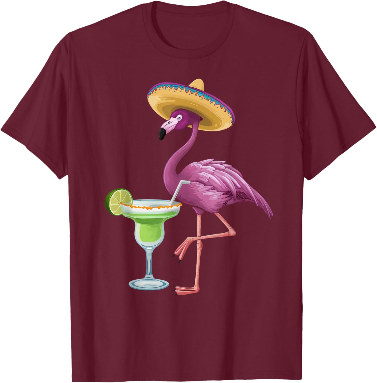 Mexican Flamingo Mexico Vacation Pink Tropical Flock 70s 80s T-Shirt - T-Shirt | Maroon