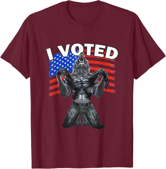 I Voted Werewolf T-Shirt - T-Shirt | Maroon