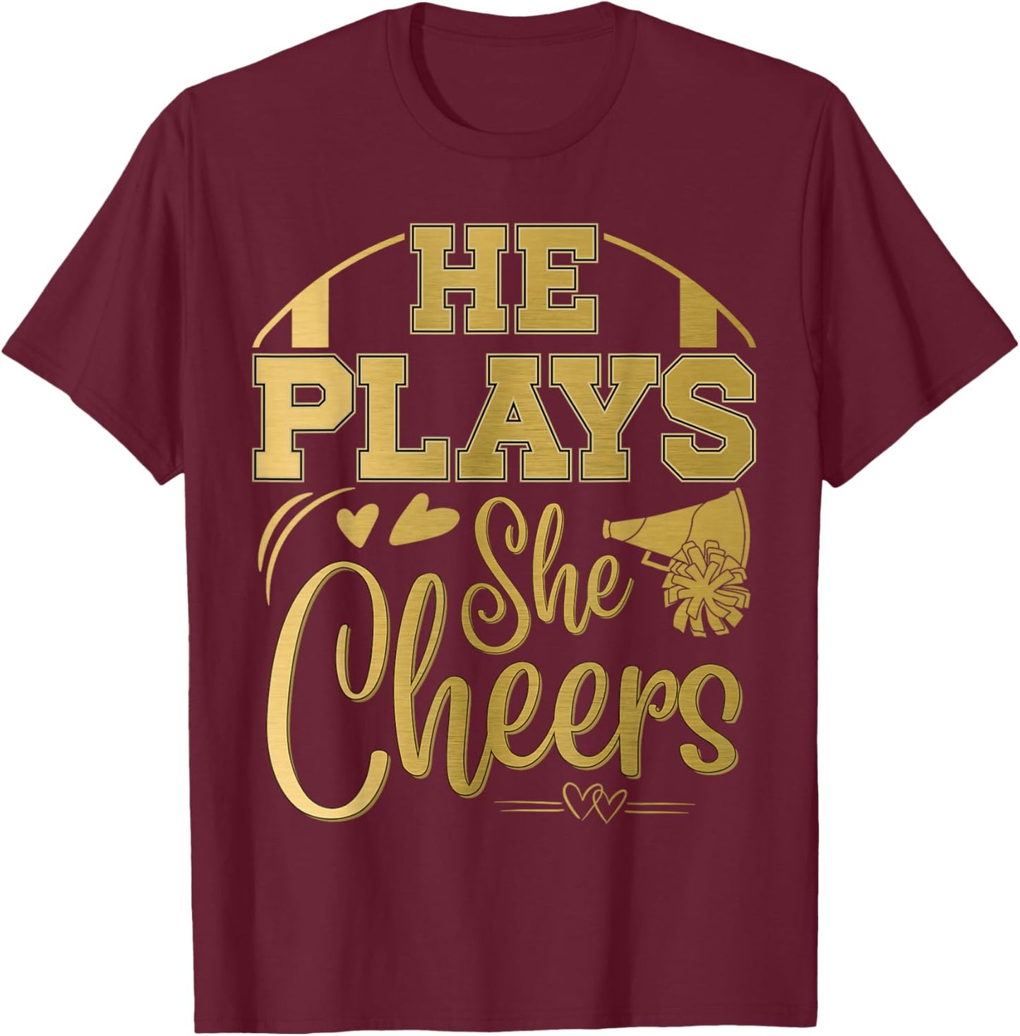 Football and Cheer Mom and Cheer Dad a Cheerleading Football T-Shirt - T-Shirt | Maroon