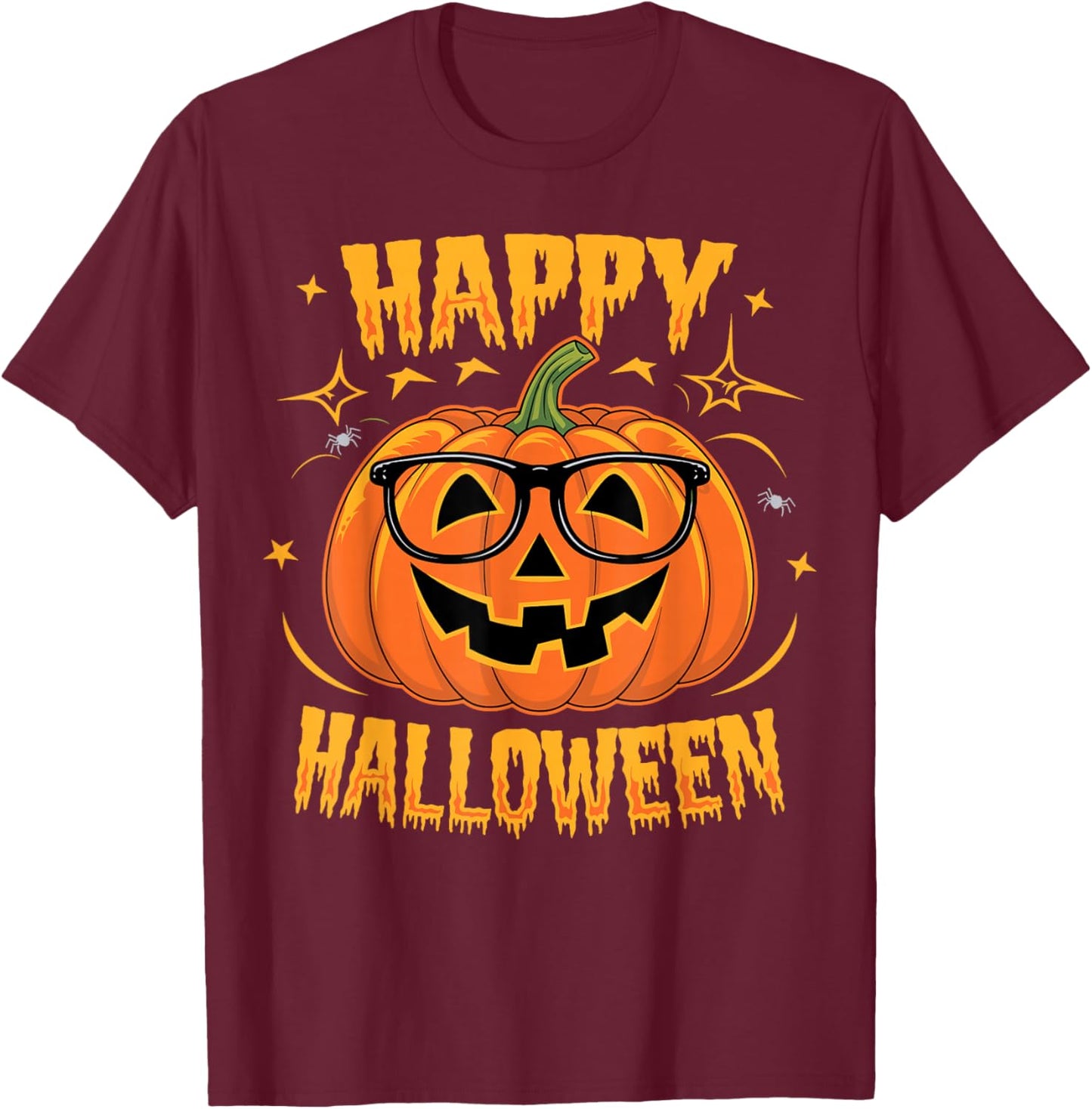 Halloween Funny Pumpkin Happy Halloween T-Shirt - T-Shirt | Maroon