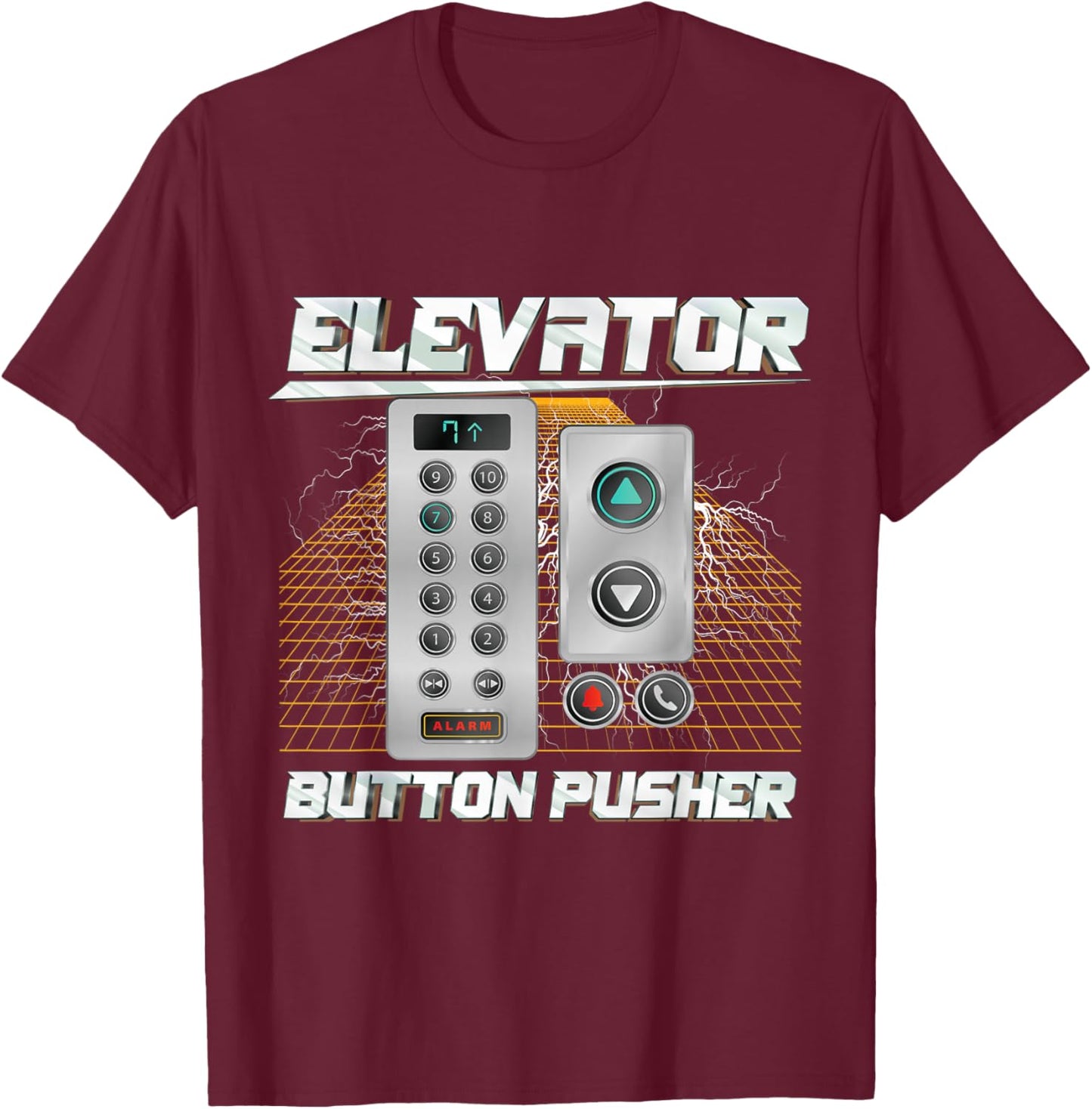 Elevator Button Pusher | Meme | Funny Elevator T-Shirt - T-Shirt | Maroon