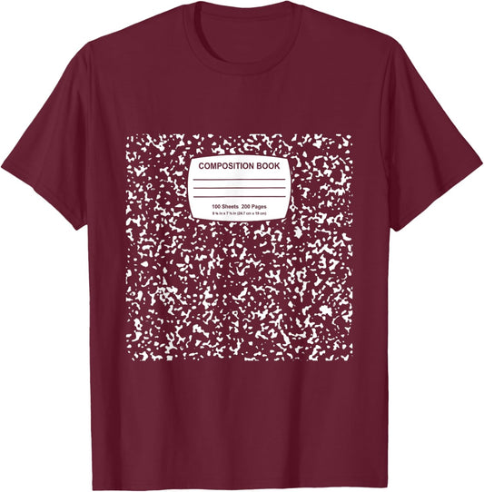 Composition Notebook Costume Teachers Matching Halloween T-Shirt - T-Shirt | Maroon