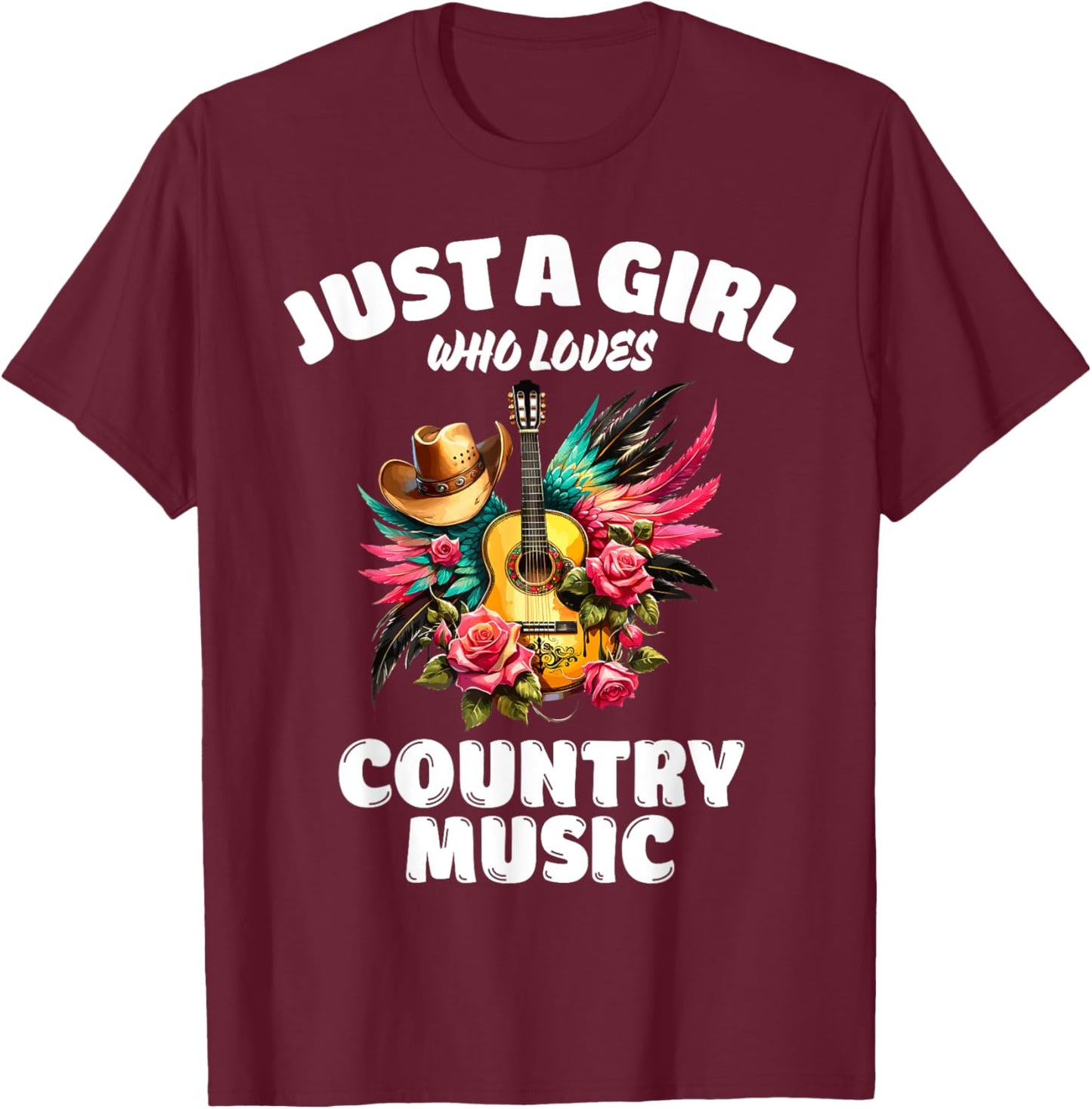 Just A Girl Who Loves Country Music, Music Lover T-Shirt - T-Shirt | Maroon