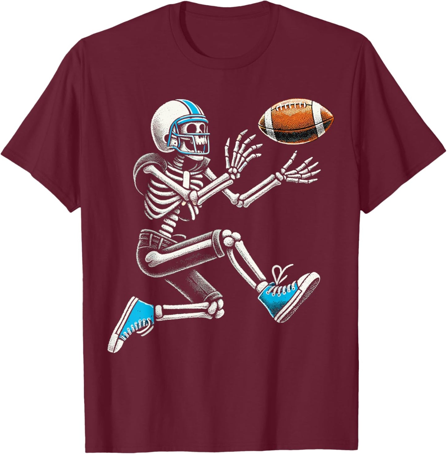 American Football Skeleton Halloween T-Shirt - T-Shirt | Maroon