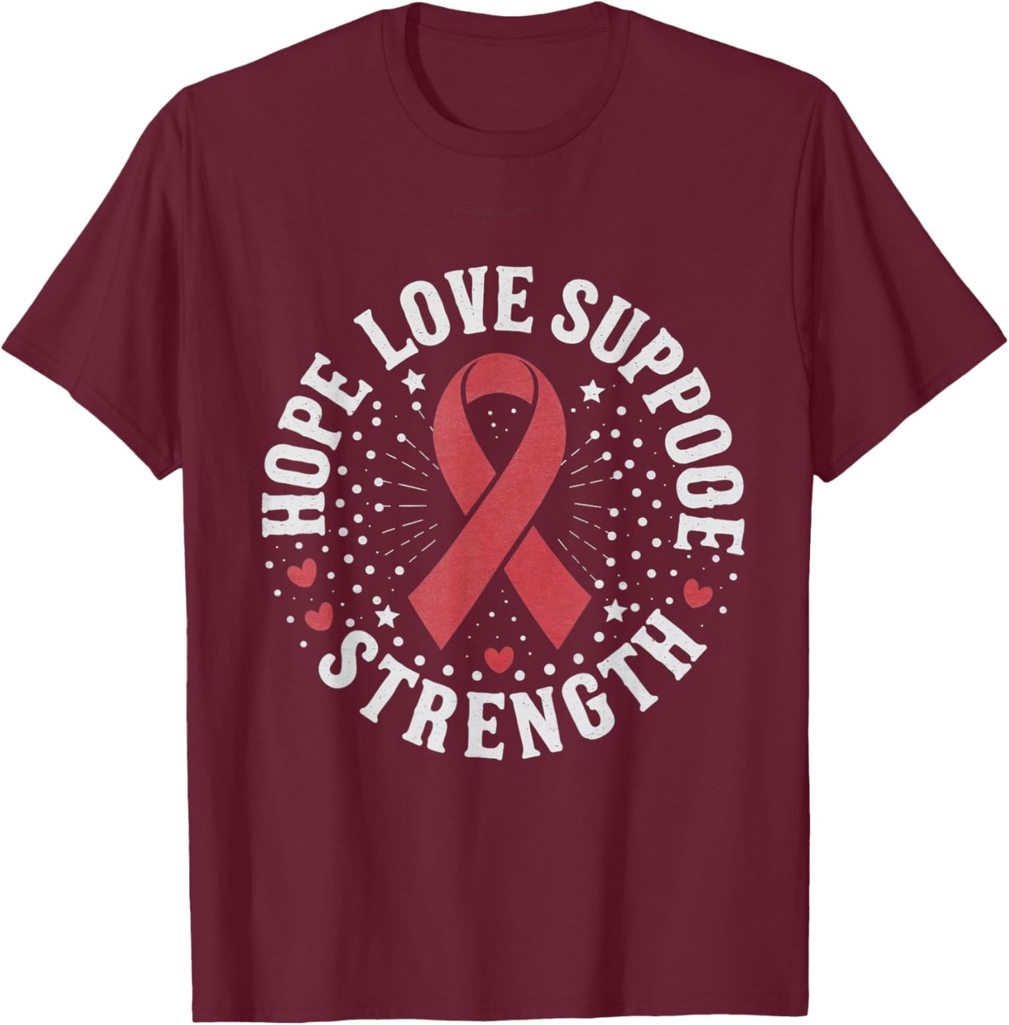 Red Ribbon Week 2024 HOPE LOVE SUPPORT Red Ribbon Week T-Shirt - T-Shirt | Maroon