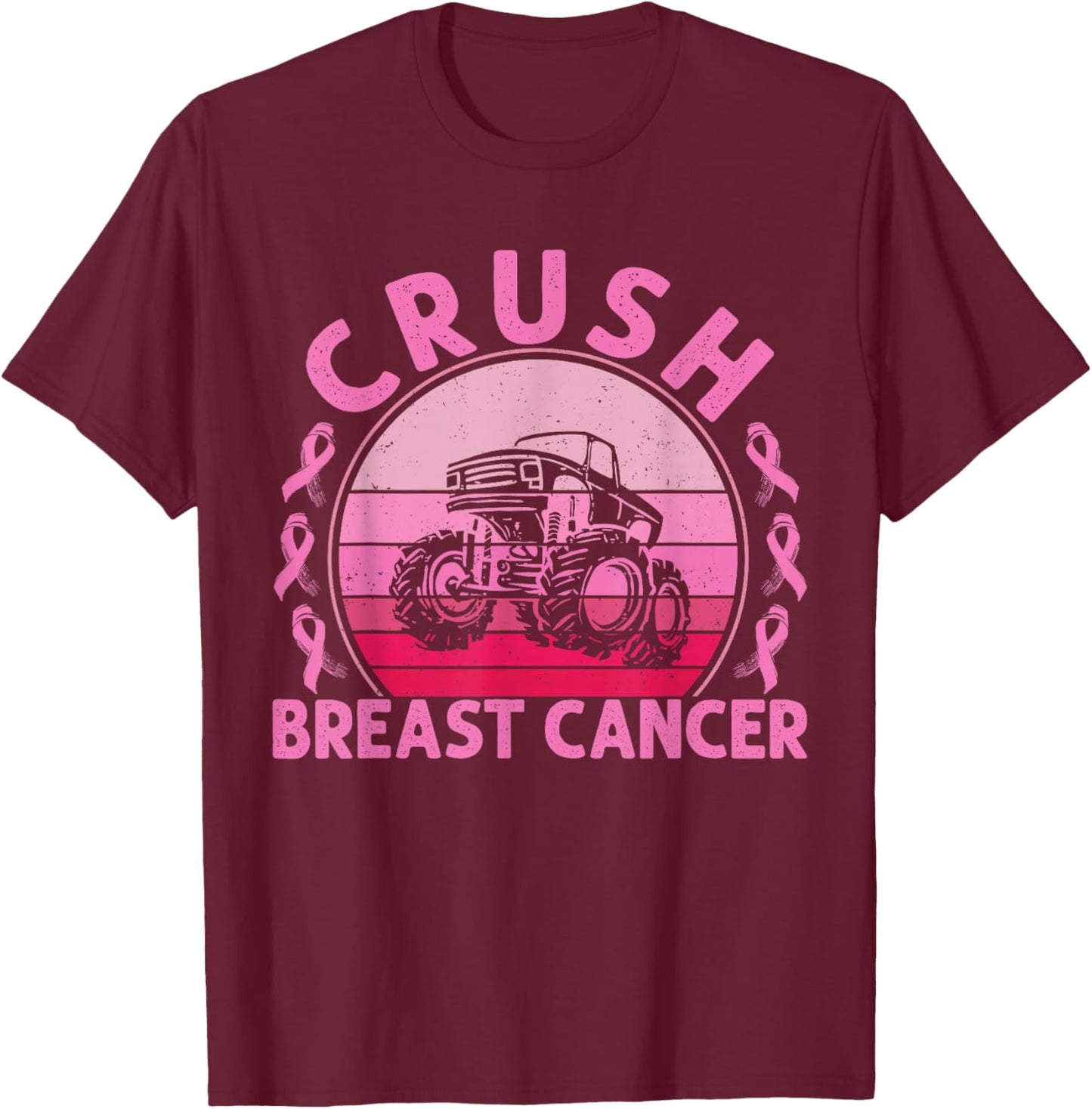 Crush Breast Cancer Awareness Women Men Boys T-Shirt - T-Shirt | Maroon