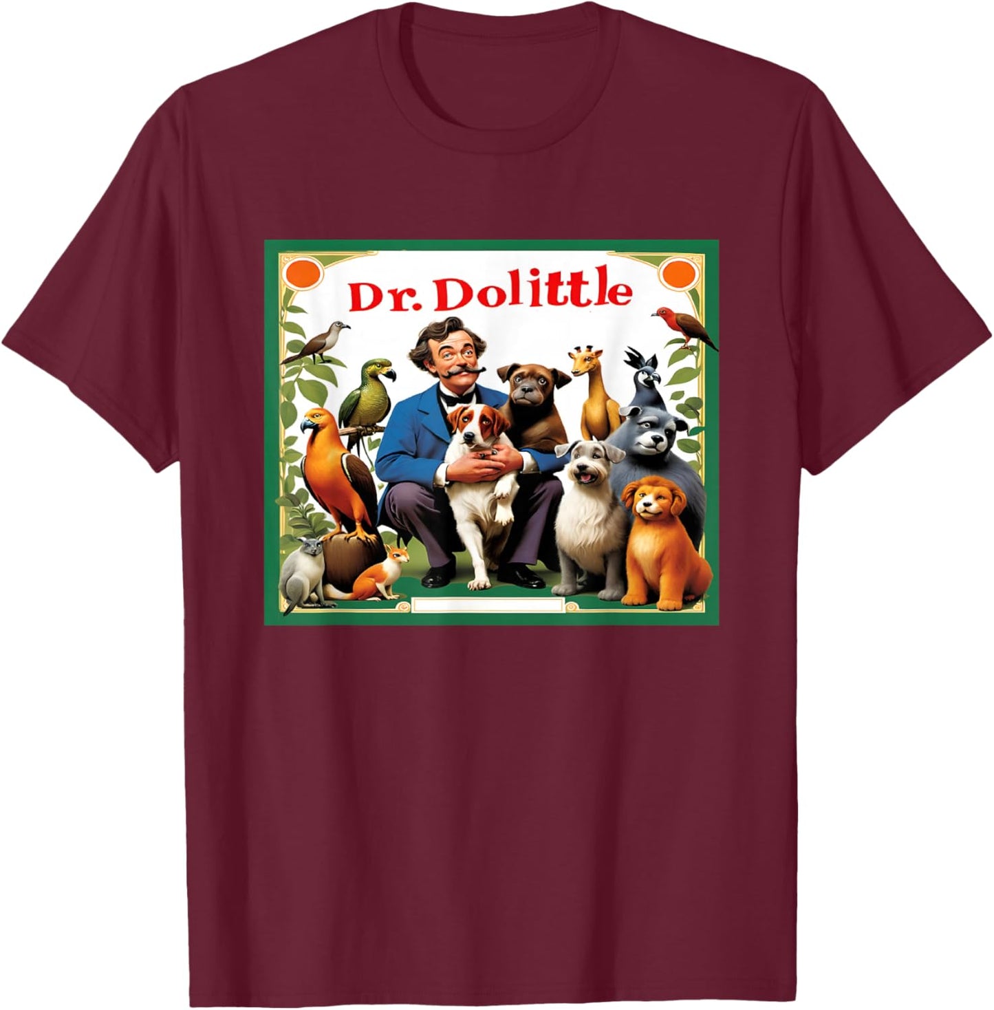 Animal Doctor & Communicator Dr Dolittle Children's Book Cover T-Shirt - T-Shirt | Maroon