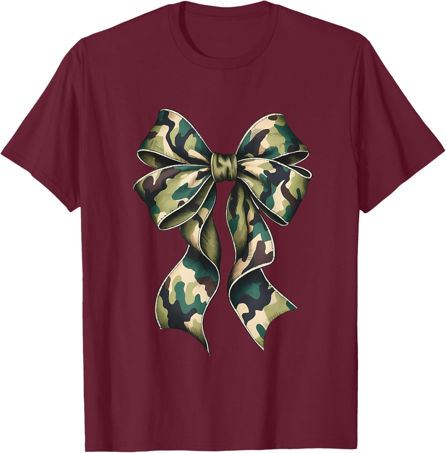 Camouflage Old Camo Bow Camo Coquette Bow Hunting Women T-Shirt - T-Shirt | Maroon