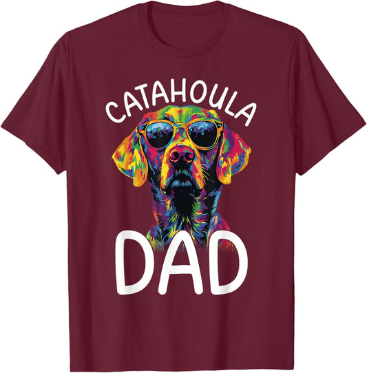 Catahoula Lovers Colorful Pop Art Catahoula Dad T-Shirt - T-Shirt | Maroon